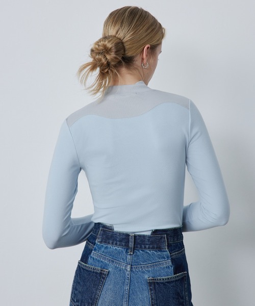ELOOPS(イーループス)の「【ELOOPS】カッティングバイカラーハイネックカットソー(Tシャツ/カットソー・レディース・クリアブルー/ライム/ブラック・M/S/L)」の13枚目の写真