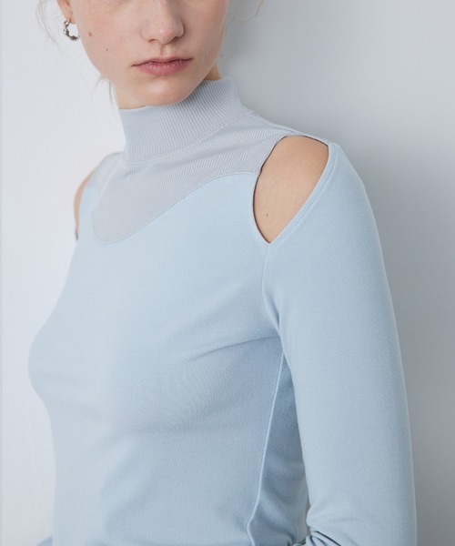ELOOPS(イーループス)の「【ELOOPS】カッティングバイカラーハイネックカットソー(Tシャツ/カットソー・レディース・クリアブルー/ライム/ブラック・M/S/L)」の14枚目の写真
