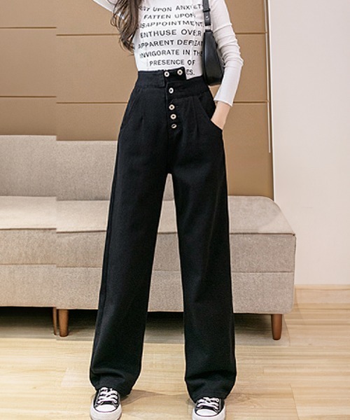 Miniministore(ミニミニストア)の「ワンショルダー サロペットデニムパンツ(サロペット/オーバーオール・レディース・ブラック/ホワイト・M/L/S)」の3枚目の写真