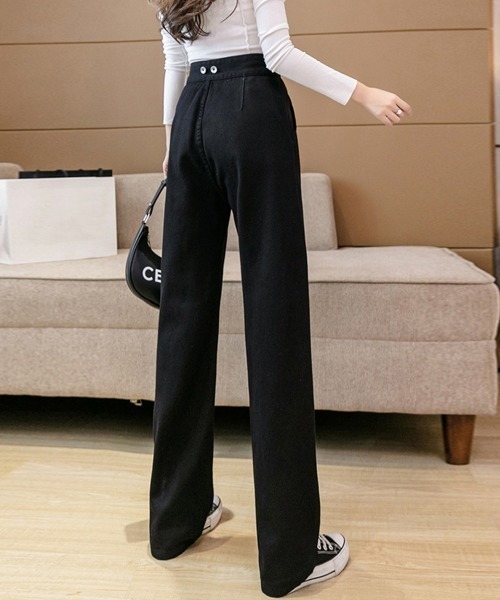 Miniministore(ミニミニストア)の「ワンショルダー サロペットデニムパンツ(サロペット/オーバーオール・レディース・ブラック/ホワイト・M/L/S)」の8枚目の写真
