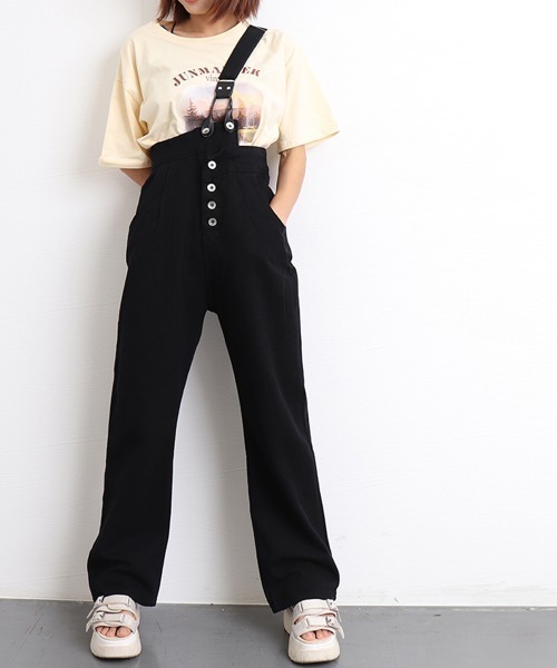 Miniministore(ミニミニストア)の「ワンショルダー サロペットデニムパンツ(サロペット/オーバーオール・レディース・ブラック/ホワイト・M/L/S)」の15枚目の写真