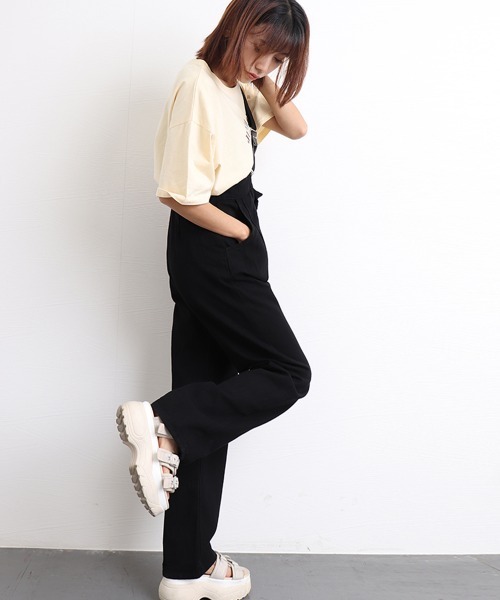 Miniministore(ミニミニストア)の「ワンショルダー サロペットデニムパンツ(サロペット/オーバーオール・レディース・ブラック/ホワイト・M/L/S)」の16枚目の写真