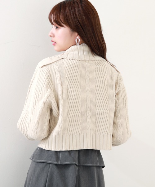 Cheek(チーク)の「ニットライダースジャケット(カーディガン/ボレロ・レディース・アイボリー/グレー/オレンジ・MEDIUM)」の13枚目の写真