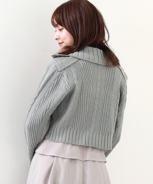 Cheek(チーク)の「ニットライダースジャケット(カーディガン/ボレロ・レディース・アイボリー/グレー/オレンジ・MEDIUM)」の21枚目の写真