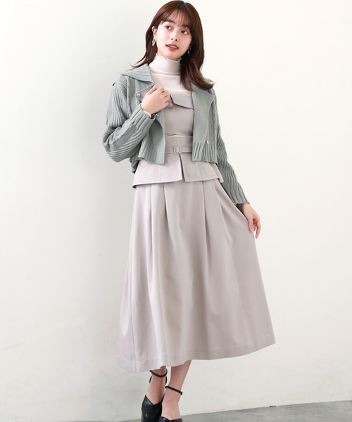 Cheek(チーク)の「ニットライダースジャケット(カーディガン/ボレロ・レディース・アイボリー/グレー/オレンジ・MEDIUM)」の11枚目の写真