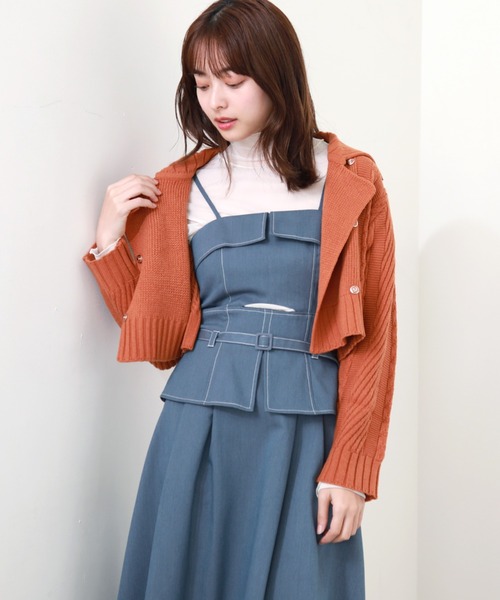 Cheek(チーク)の「ニットライダースジャケット(カーディガン/ボレロ・レディース・アイボリー/グレー/オレンジ・MEDIUM)」の18枚目の写真