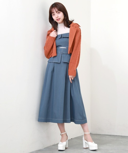 Cheek(チーク)の「ニットライダースジャケット(カーディガン/ボレロ・レディース・アイボリー/グレー/オレンジ・MEDIUM)」の10枚目の写真