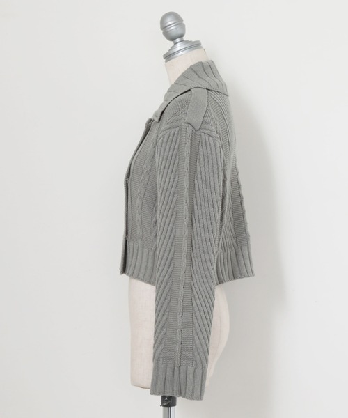 Cheek(チーク)の「ニットライダースジャケット(カーディガン/ボレロ・レディース・アイボリー/グレー/オレンジ・MEDIUM)」の22枚目の写真