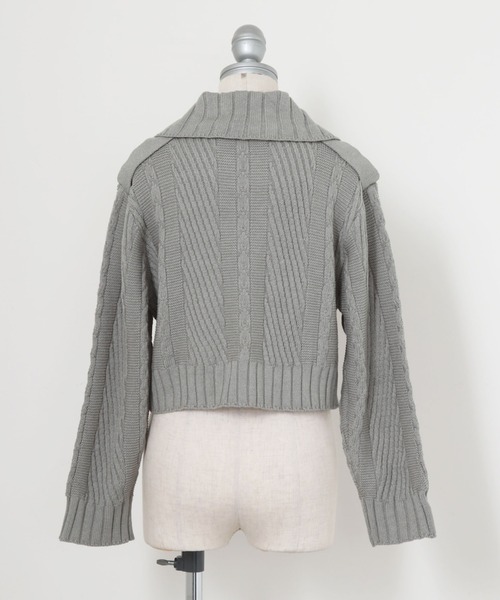 Cheek(チーク)の「ニットライダースジャケット(カーディガン/ボレロ・レディース・アイボリー/グレー/オレンジ・MEDIUM)」の12枚目の写真