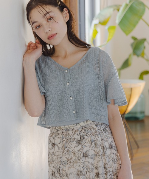 mysty woman（ミスティウーマン）の「【WEB限定復刻】ラッセルレースアンサンブルSS　104216（カーディガン/ボレロ・レディース・ライトグリーン/アイボリー/ブラック/ライトブルー・FREE）」の8枚目の写真