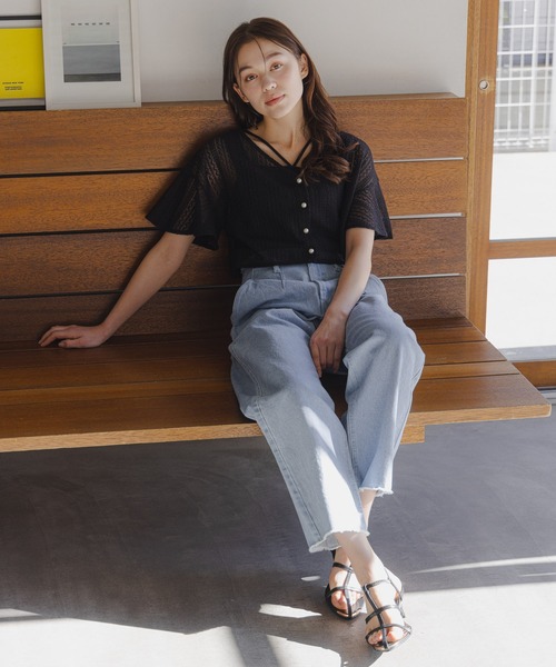 mysty woman（ミスティウーマン）の「【WEB限定復刻】ラッセルレースアンサンブルSS　104216（カーディガン/ボレロ・レディース・ライトグリーン/アイボリー/ブラック/ライトブルー・FREE）」の6枚目の写真