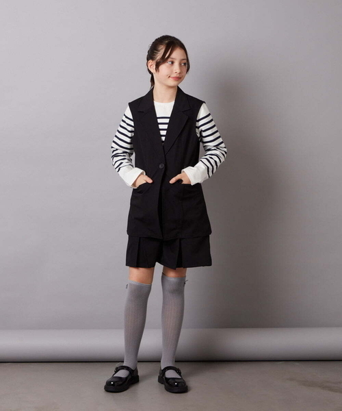 a.v.v（アーヴェヴェ）の「[KIDS]リボンニーハイソックス（ソックス/靴下・キッズ・ブラック/グレー・23/20）」の5枚目の写真