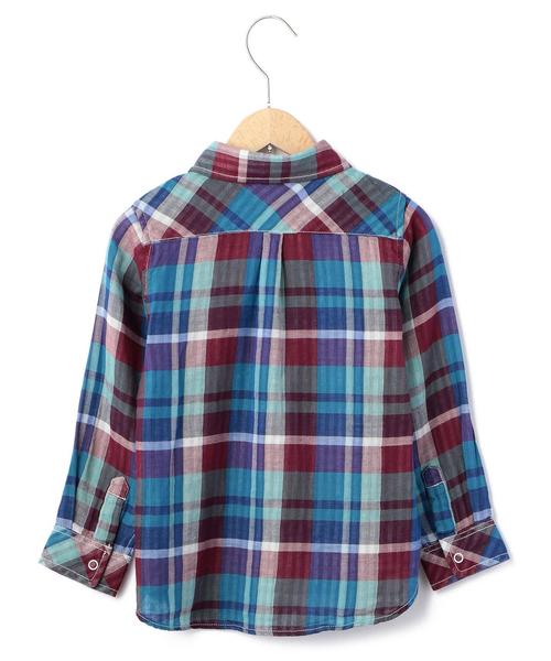 coen（コーエン）の「【coen kids】ダブルガーゼビックチェックシャツ(100～150cm)（シャツ/ブラウス・キッズ・ピンク/オレンジ/ターコイズブルー・140/100/110/150/120/130）」の11枚目の写真