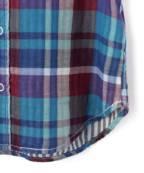 coen（コーエン）の「【coen kids】ダブルガーゼビックチェックシャツ(100～150cm)（シャツ/ブラウス・キッズ・ピンク/オレンジ/ターコイズブルー・140/100/110/150/120/130）」の7枚目の写真