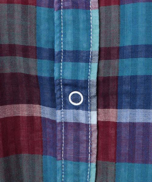 coen（コーエン）の「【coen kids】ダブルガーゼビックチェックシャツ(100～150cm)（シャツ/ブラウス・キッズ・ピンク/オレンジ/ターコイズブルー・140/100/110/150/120/130）」の9枚目の写真