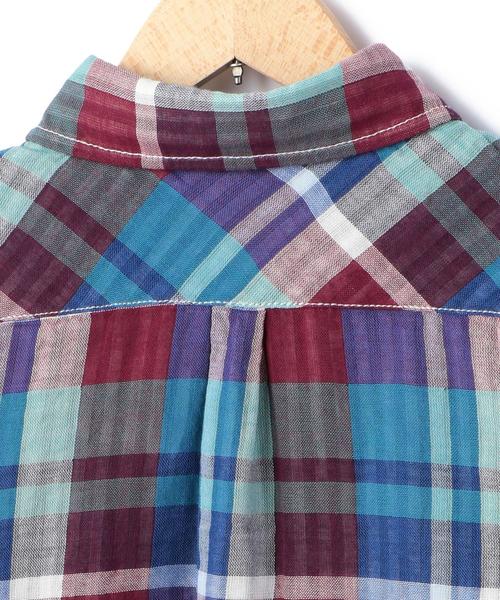 coen（コーエン）の「【coen kids】ダブルガーゼビックチェックシャツ(100～150cm)（シャツ/ブラウス・キッズ・ピンク/オレンジ/ターコイズブルー・140/100/110/150/120/130）」の10枚目の写真