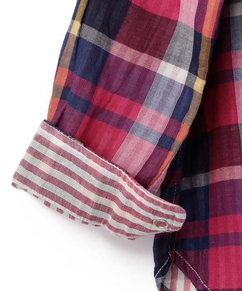 coen（コーエン）の「【coen kids】ダブルガーゼビックチェックシャツ(100～150cm)（シャツ/ブラウス・キッズ・ピンク/オレンジ/ターコイズブルー・140/100/110/150/120/130）」の16枚目の写真