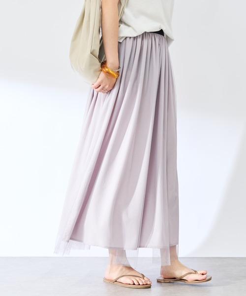 un dix cors（アンディコール）の「《リバーシブルで着られる》チュールスカート（スカート・レディース・ブラック/グリーン/グレイッシュベージュ/アイボリー/ブラウン・FREE）」の10枚目の写真