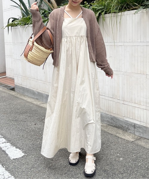 Meli rich（メリーリッチ）の「レースアップナイロンフレアキャミワンピース（ワンピース・レディース・グリーン/アイボリー・MEDIUM）」の12枚目の写真