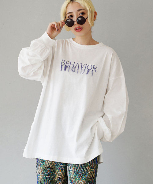 e-zakkamania stores(イーザッカマニアストアーズ)の「フリンジロゴ ロングTシャツ(Tシャツ/カットソー・レディース・ライトブルー/ホワイト/ライトイエロー・フリー)」の19枚目の写真