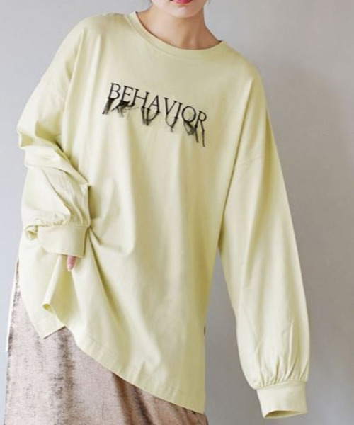 e-zakkamania stores(イーザッカマニアストアーズ)の「フリンジロゴ ロングTシャツ(Tシャツ/カットソー・レディース・ライトブルー/ホワイト/ライトイエロー・フリー)」の21枚目の写真