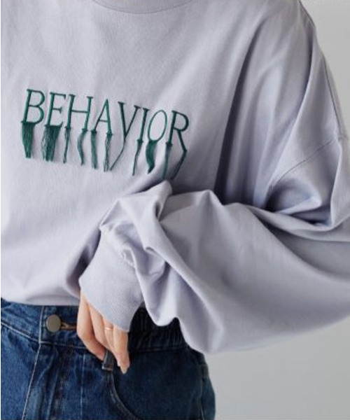 e-zakkamania stores(イーザッカマニアストアーズ)の「フリンジロゴ ロングTシャツ(Tシャツ/カットソー・レディース・ライトブルー/ホワイト/ライトイエロー・フリー)」の6枚目の写真