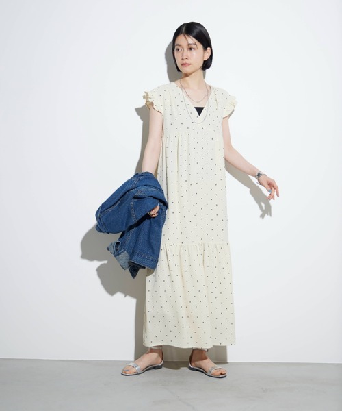 Shelly island(シェリーアイランド)の「バックリボンドットロングワンピース(ワンピース・レディース・ブラック/ホワイト・M)」の4枚目の写真