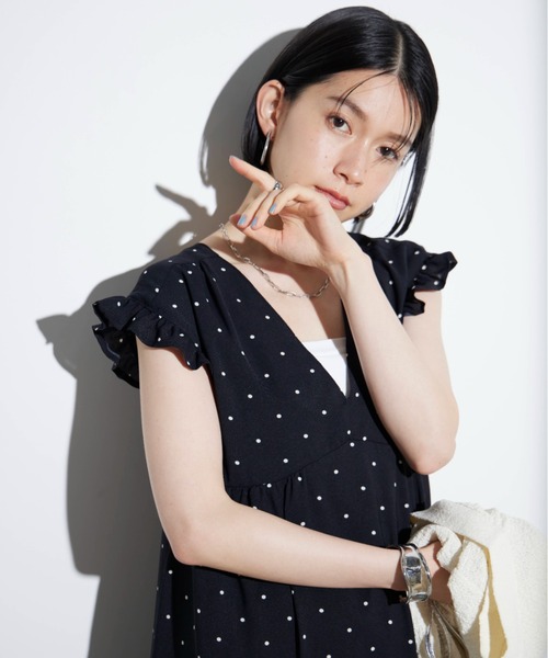 Shelly island(シェリーアイランド)の「バックリボンドットロングワンピース(ワンピース・レディース・ブラック/ホワイト・M)」の15枚目の写真