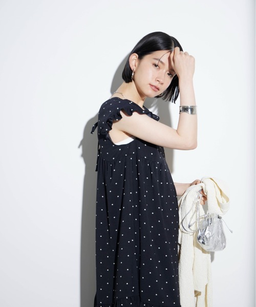 Shelly island(シェリーアイランド)の「バックリボンドットロングワンピース(ワンピース・レディース・ブラック/ホワイト・M)」の16枚目の写真