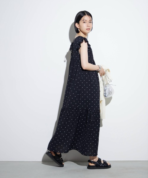 Shelly island(シェリーアイランド)の「バックリボンドットロングワンピース(ワンピース・レディース・ブラック/ホワイト・M)」の9枚目の写真