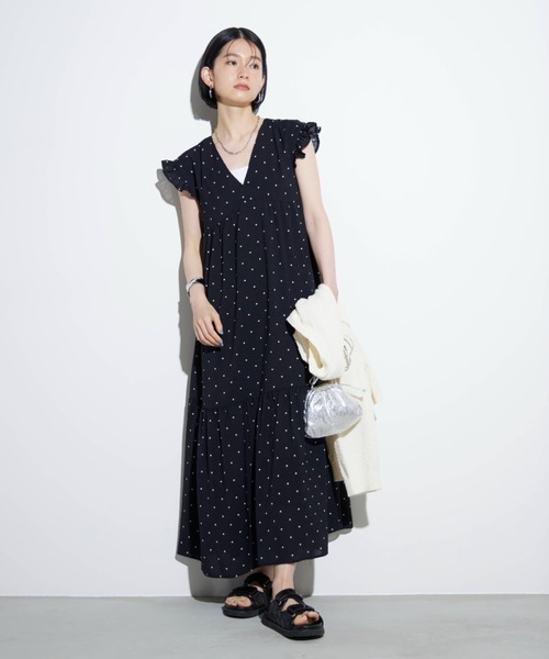 Shelly island(シェリーアイランド)の「バックリボンドットロングワンピース(ワンピース・レディース・ブラック/ホワイト・M)」の10枚目の写真