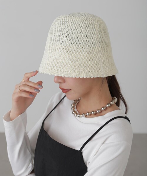 FREE'S MART（フリーズマート）の「ハニカム柄サーモダウンハット（ハット・レディース・パープル/ホワイト/ブラック・ﾌﾘ-）」の10枚目の写真