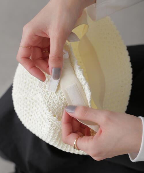 FREE'S MART（フリーズマート）の「ハニカム柄サーモダウンハット（ハット・レディース・パープル/ホワイト/ブラック・ﾌﾘ-）」の11枚目の写真