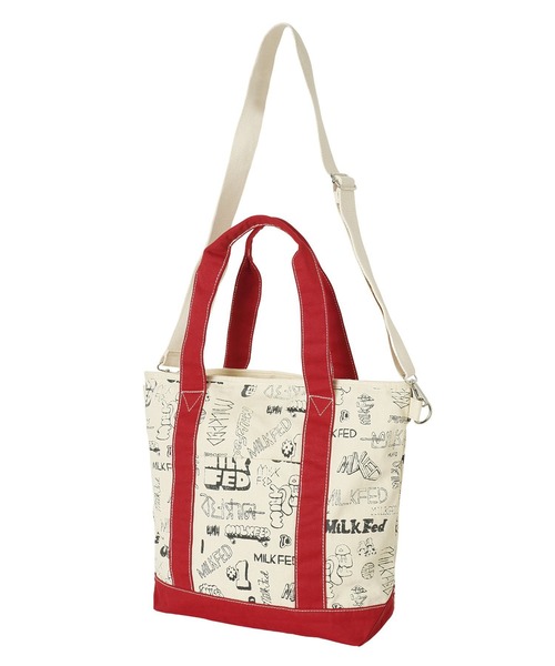 MILKFED.(ミルクフェド)の「VARIOUS LOGO 2WAY TOTE(トートバッグ・レディース・ブラック/レッド/ネイビー・ONE SIZE)」の1枚目の写真