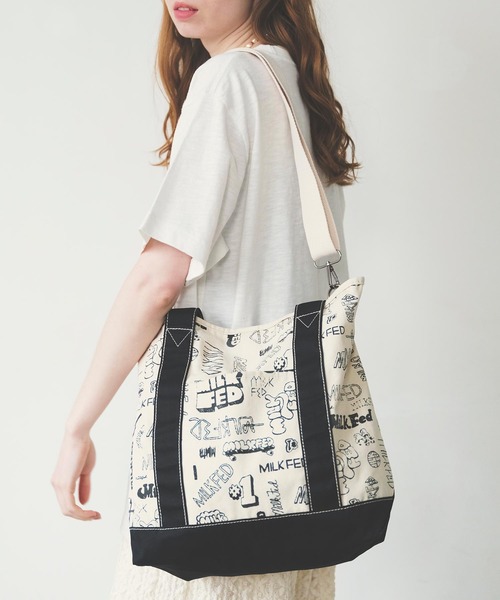 MILKFED.(ミルクフェド)の「VARIOUS LOGO 2WAY TOTE(トートバッグ・レディース・ブラック/レッド/ネイビー・ONE SIZE)」の19枚目の写真