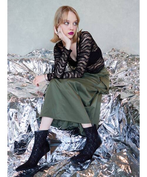 EVRIS（エヴリス）の「クロップドレーストップス（Tシャツ/カットソー・レディース・ホワイト/ブルー/ブラック・FREE）」の6枚目の写真