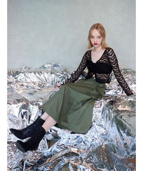 EVRIS（エヴリス）の「クロップドレーストップス（Tシャツ/カットソー・レディース・ホワイト/ブルー/ブラック・FREE）」の8枚目の写真