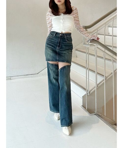 EVRIS（エヴリス）の「クロップドレーストップス（Tシャツ/カットソー・レディース・ホワイト/ブルー/ブラック・FREE）」の11枚目の写真