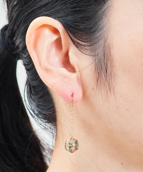 ゾーラ　morocan flower ピアス　パープル×ホワイト　モロッコ Zoule ピアス ゾーラ：モロッカシリーズ morocan flower