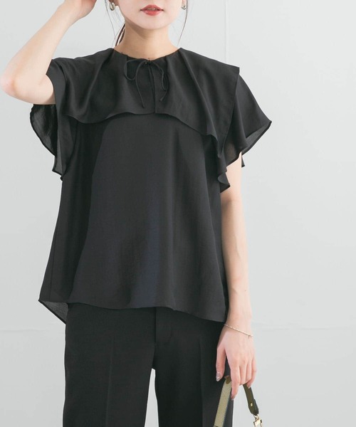 URBAN RESEARCH ROSSO WOMEN（アーバンリサーチ　ロッソ）の「イージーケアフリルブラウス（シャツ/ブラウス・レディース・オフホワイト/ブルー/ブラック/イエロー/ホワイト・FREE）」の12枚目の写真