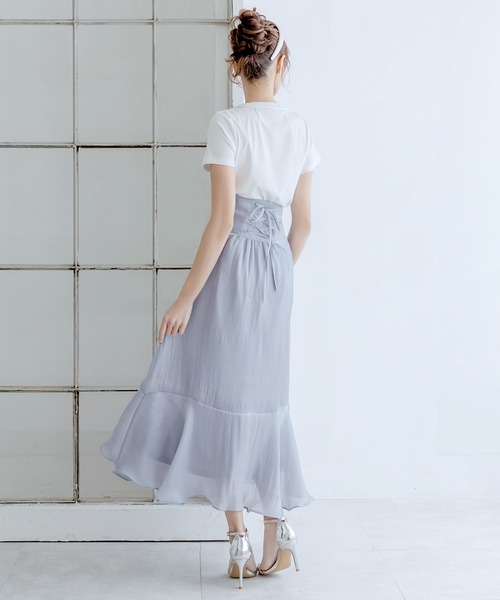 Julia Boutique(ジュリアブティック)の「シャイニーオーガンジーマーメイドスカート/24083(スカート・レディース・ブラック/グレー/ブルー・ONE)」の22枚目の写真