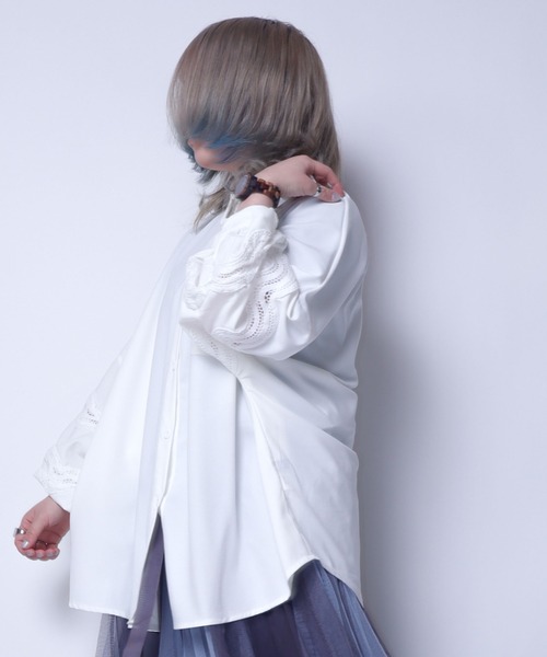 rovtski（ロフトスキー）の「レース切換えドルマンブラウス（シャツ/ブラウス・レディース・ホワイト/ブラック・FREE）」の2枚目の写真