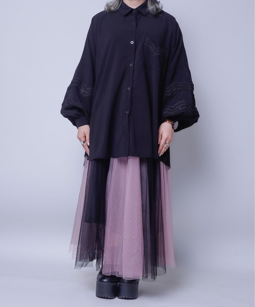 rovtski（ロフトスキー）の「レース切換えドルマンブラウス（シャツ/ブラウス・レディース・ホワイト/ブラック・FREE）」の17枚目の写真