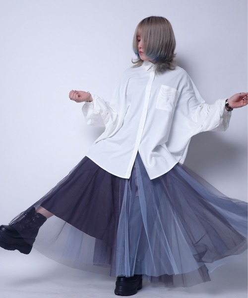 rovtski（ロフトスキー）の「レース切換えドルマンブラウス（シャツ/ブラウス・レディース・ホワイト/ブラック・FREE）」の5枚目の写真