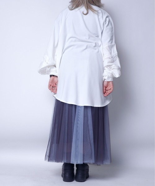 rovtski（ロフトスキー）の「レース切換えドルマンブラウス（シャツ/ブラウス・レディース・ホワイト/ブラック・FREE）」の9枚目の写真