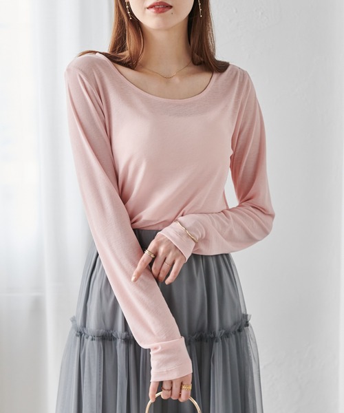 セール】レディシルエットシアートップス（Tシャツ/カットソー