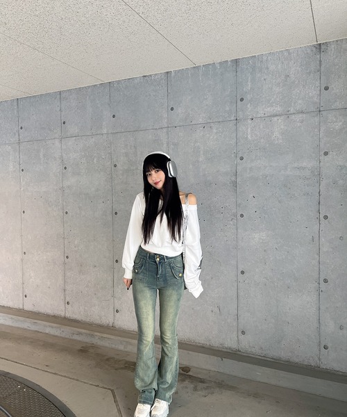 RiLi(リリ)の「ハイウエストウォッシュカラーデニム【RL】(デニムパンツ・レディース・ブルー・M/L)」の3枚目の写真