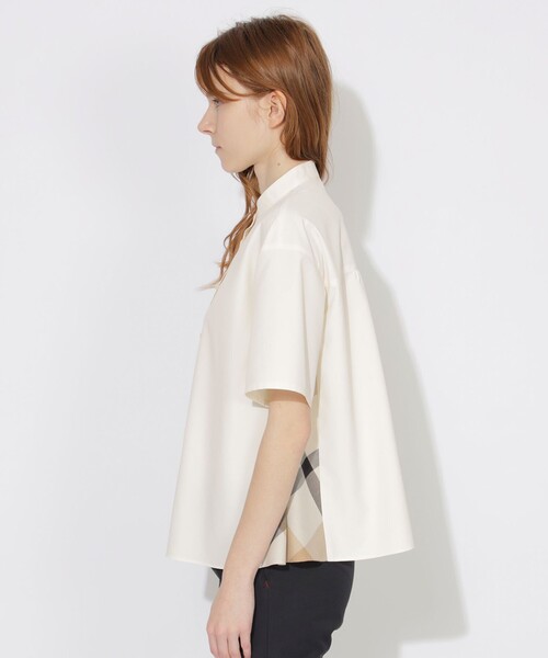 CB CRESTBRIDGE（シービークレストブリッジ）の「サイド切替ハーフスリーブシャツ（シャツ/ブラウス・レディース・ホワイト系その他/ブルー系その他3/ブラック・M/S）」の5枚目の写真