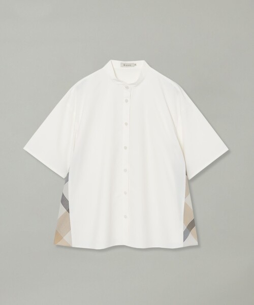 CB CRESTBRIDGE（シービークレストブリッジ）の「サイド切替ハーフスリーブシャツ（シャツ/ブラウス・レディース・ホワイト系その他/ブルー系その他3/ブラック・M/S）」の8枚目の写真