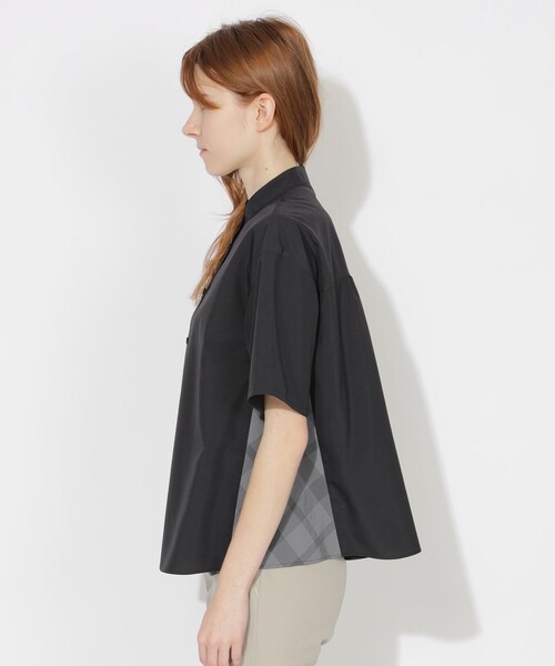 CB CRESTBRIDGE（シービークレストブリッジ）の「サイド切替ハーフスリーブシャツ（シャツ/ブラウス・レディース・ホワイト系その他/ブルー系その他3/ブラック・M/S）」の10枚目の写真